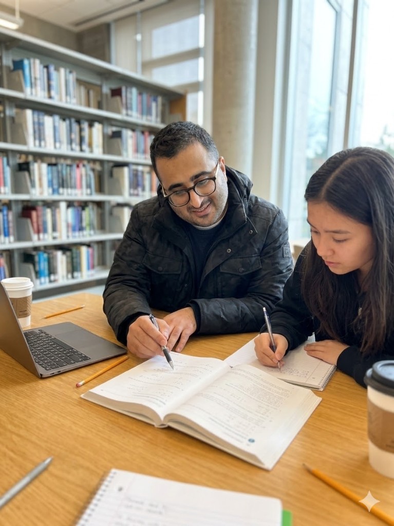 Tutor and student in a focused study session